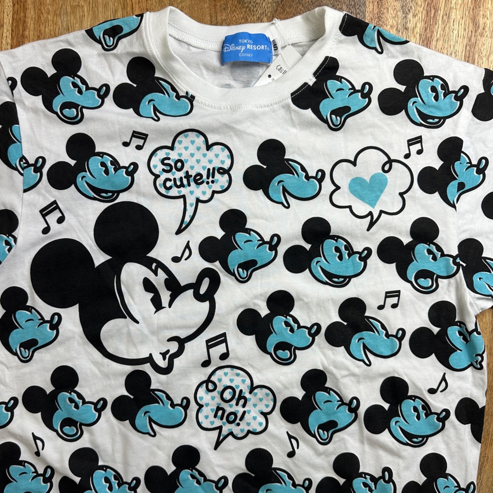NWT Tokyo Disney Resort‎ Mickey Face All Over Pattern T-Shirt Blue unisex small